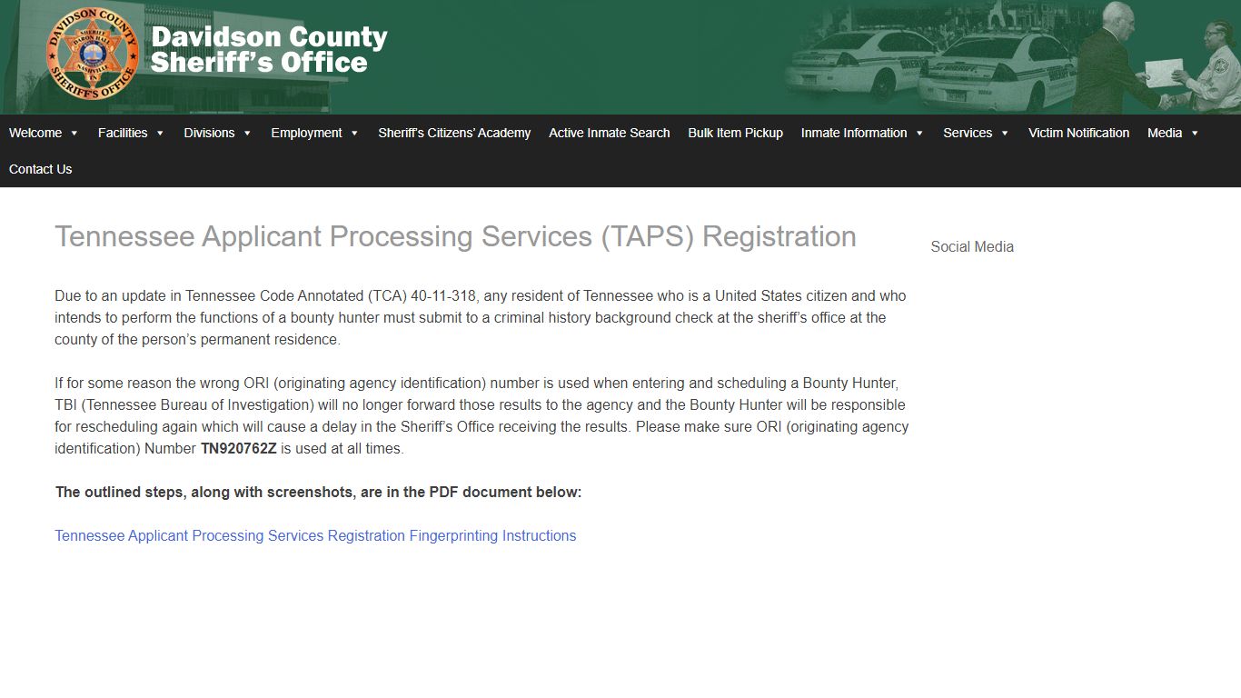 Tennessee Applicant Processing Services (TAPS) Registration - Nashville